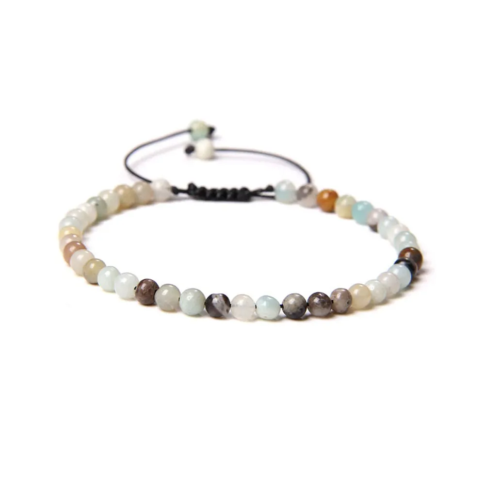 Bracciale in Amazzonite Multicolore – cordino regolabile con pietre sf