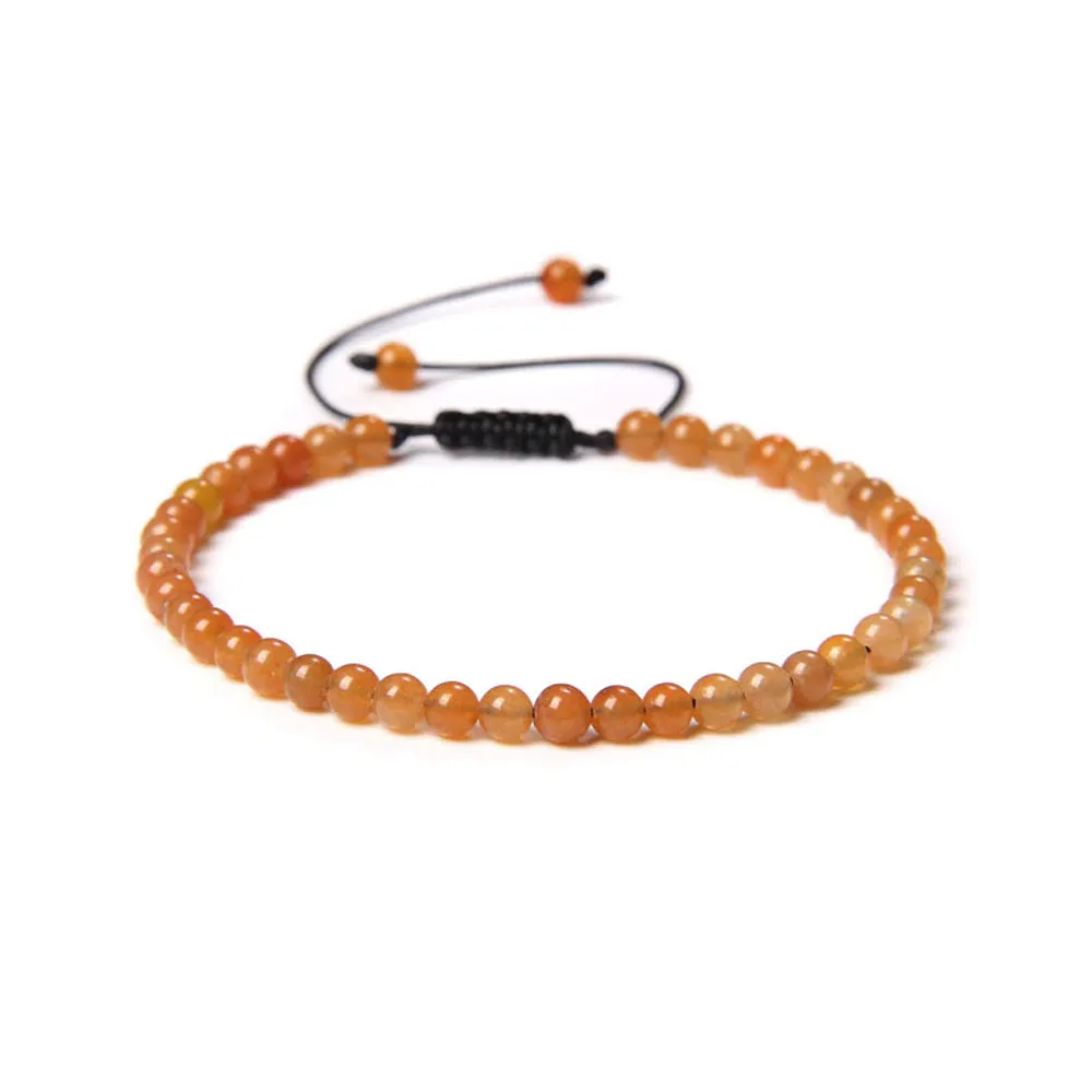 Bracciale Avventurina Rossa – cordino regolabile con pietre sferiche d