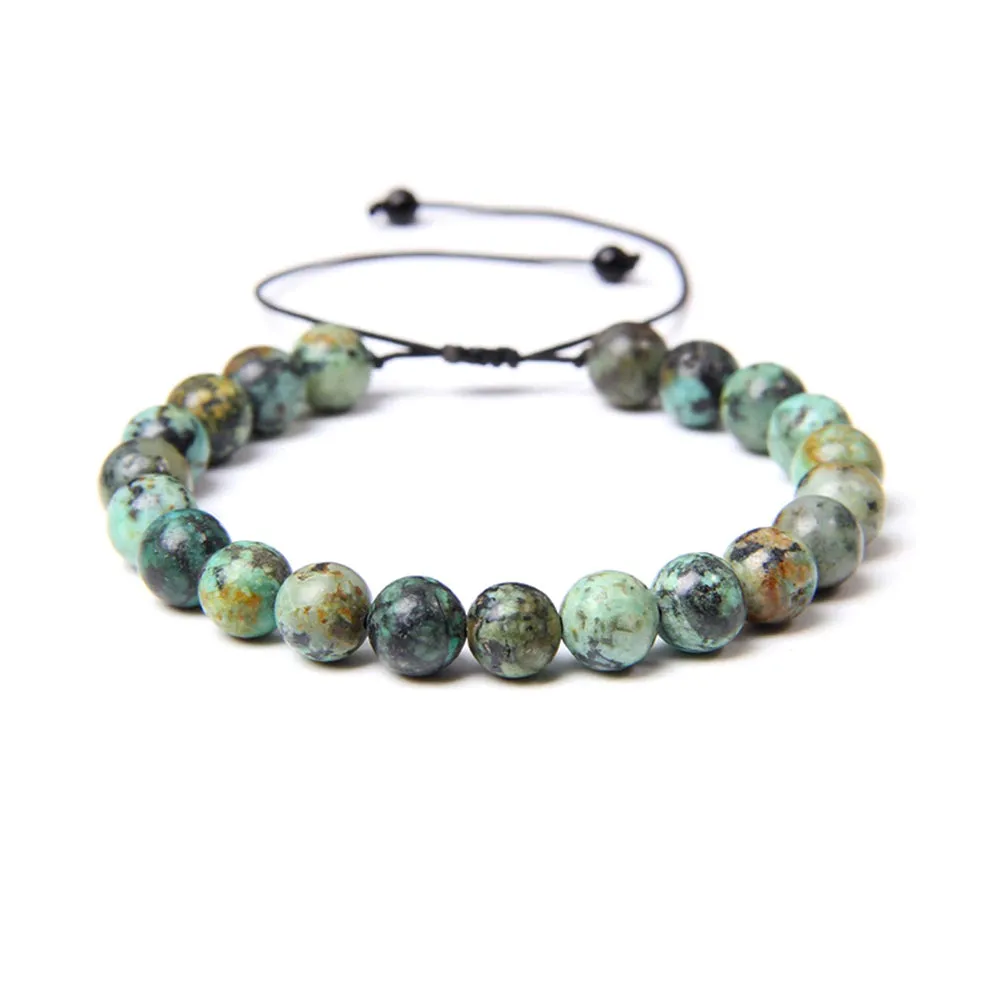 Bracciale Chrysocolla – cordino regolabile con pietre sferiche da 8 mm