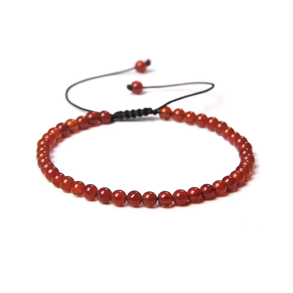 Bracciale in Corniola – cordino regolabile con pietre sferiche da 4 mm