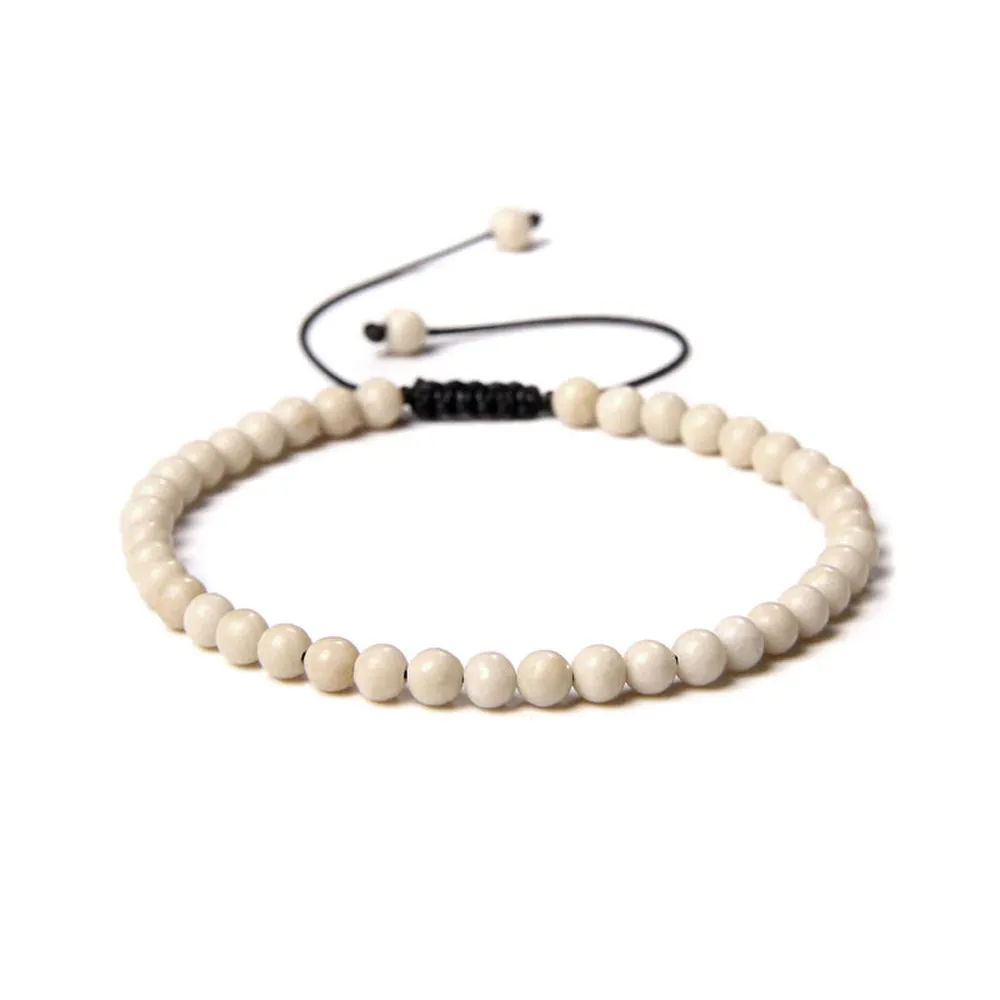 Bracciale Fossil Bianco – Cordoncino regolabile con pietre con perline
