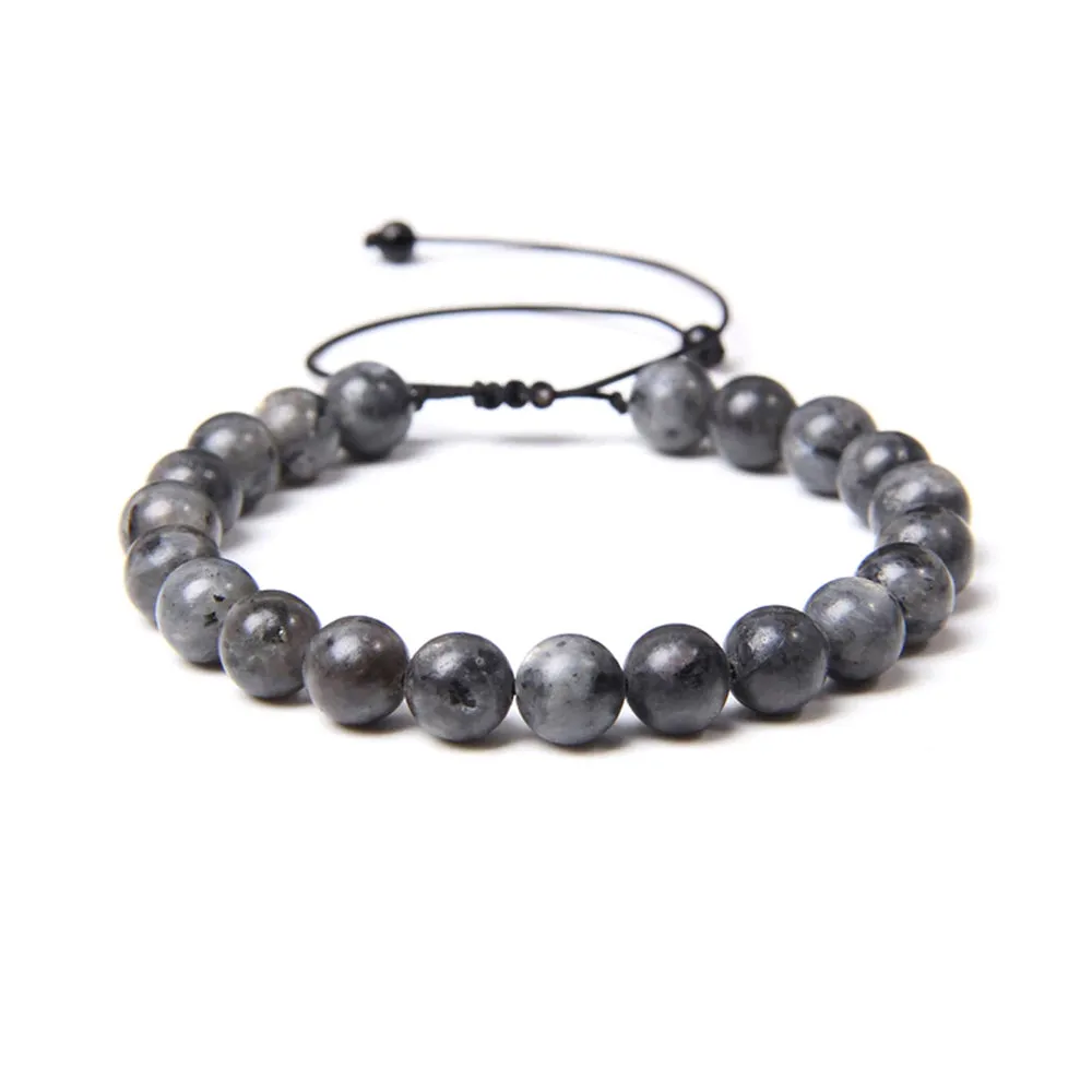 Bracciale con Inclusione di Labradorite – cordino regolabile con pietr