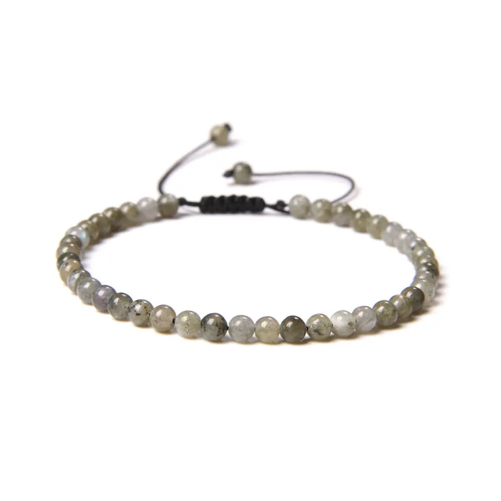 Bracciale in Labradorite – cordino regolabile con pietre sferiche da 4