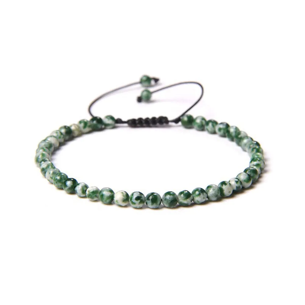 Bracciale serpentino scuro – cordino regolabile con pietre con perline