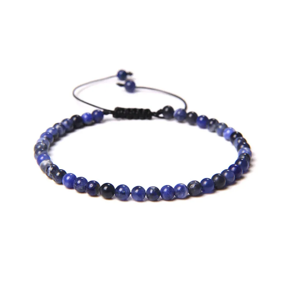 Bracciale in Sodalite – cordino regolabile con pietre sferiche