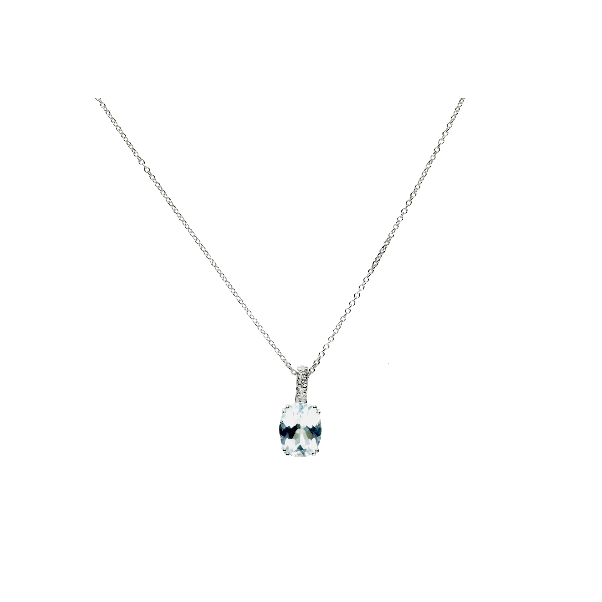 COLLANA IN ORO BIANCO CON ACQUAMARINA E DIAMANTI - 0005711228