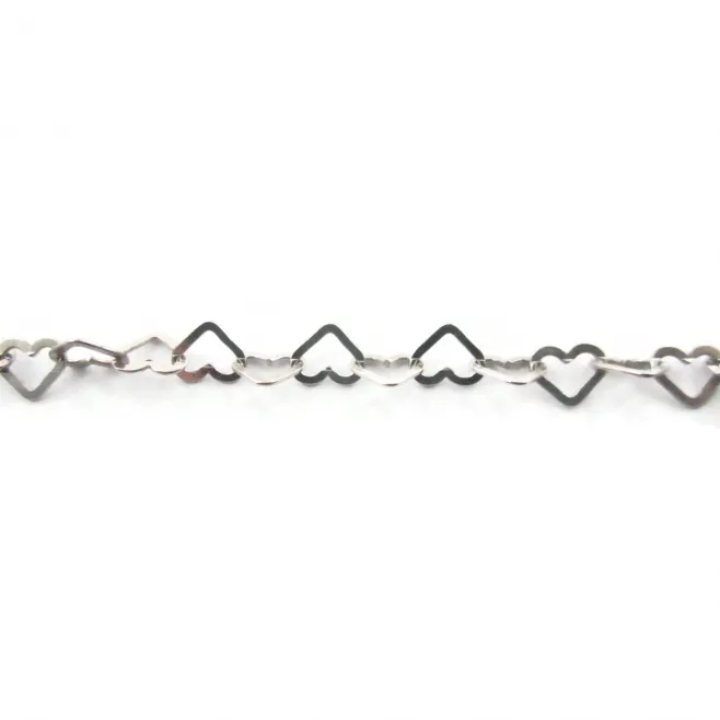 catena cuore piatto 5,5x5 mm argento 925  rodiato -10 cm
