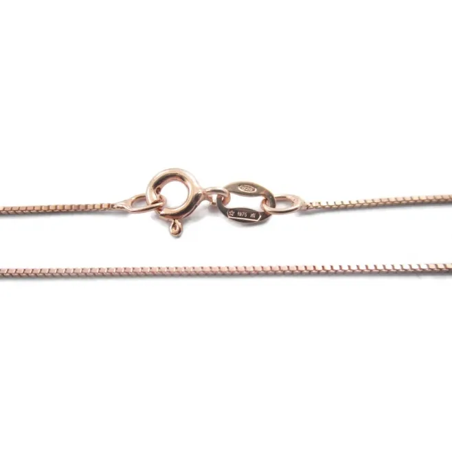1 catenina modello veneziana sottile argento 925 placcato oro rosa di 0,7x0,7 mm lunga 45 cm made italy