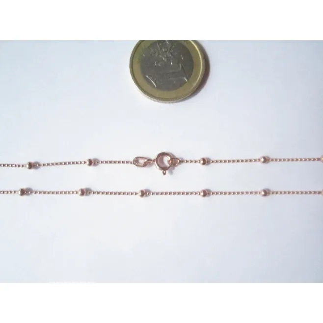 1 CATENINA IN ARGENTO925 ROSE' CM 50 PALLINI ALTERNATI 1 E 2,5 MM. MADE IN ITALY