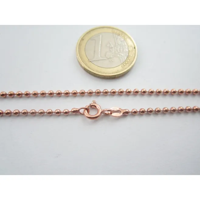 catenina argento 925 placcato oro rosso lunga 40 cm pallini grandi  2 mm italy