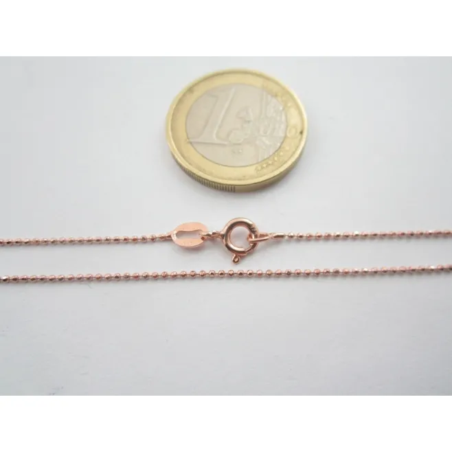 catenina argento 925 placcato oro rosso lunga 50 cm pallini sfaccettati 1 mm