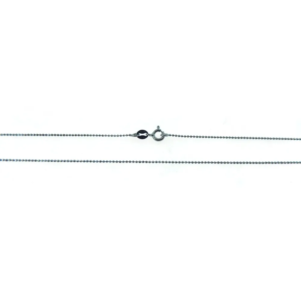 Catenina Argento 925 rodiato Lunga 40 Cm Pallini Piccoli sfaccettati Spess. 1 Mm