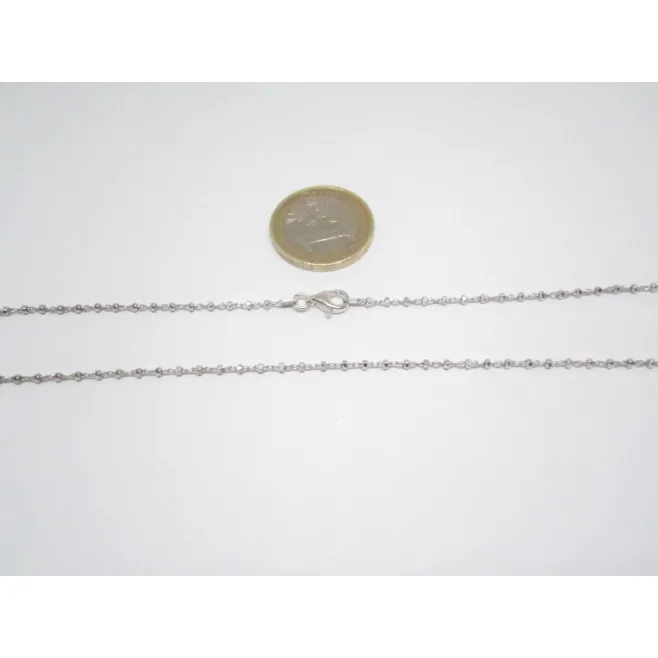 catenina argento 925 sterling rodiato lunga 100 cm pallini sfaccettatti alternati made italy