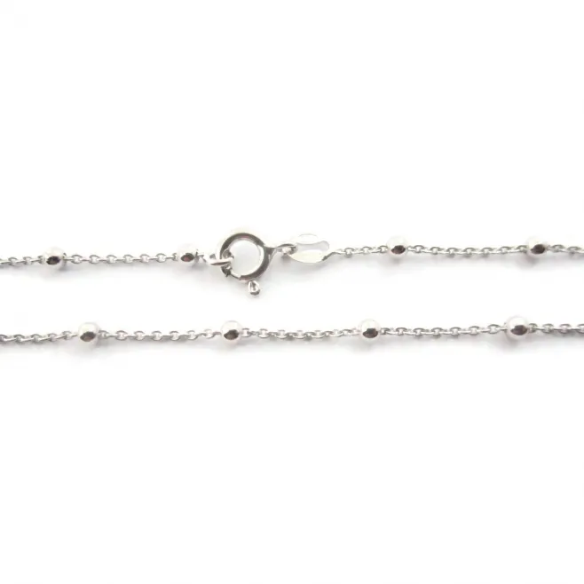 catenina ovali e pallini lunga 40 cm argento 925 rodiato made in italy