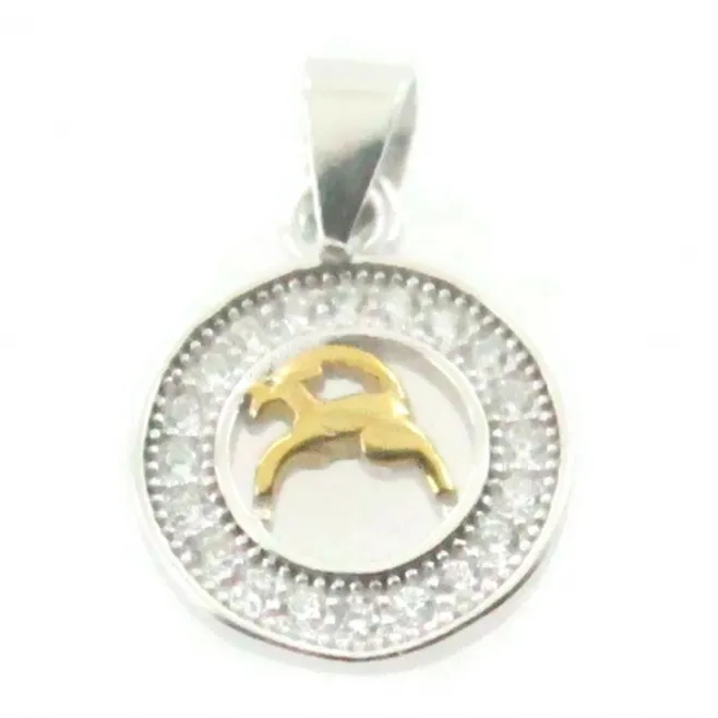 Charms ciondolo zodiaco sagittario argento 925 placcato oro giallo e zirconi 10  mm - 1 pz