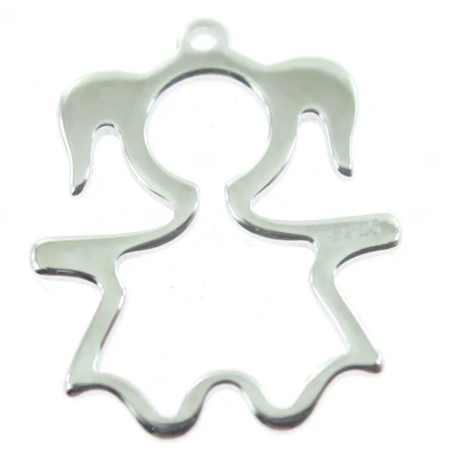 Charms Bimba stilizzato di 15x12 mm in argento 925 rodiato  - 1 pz.