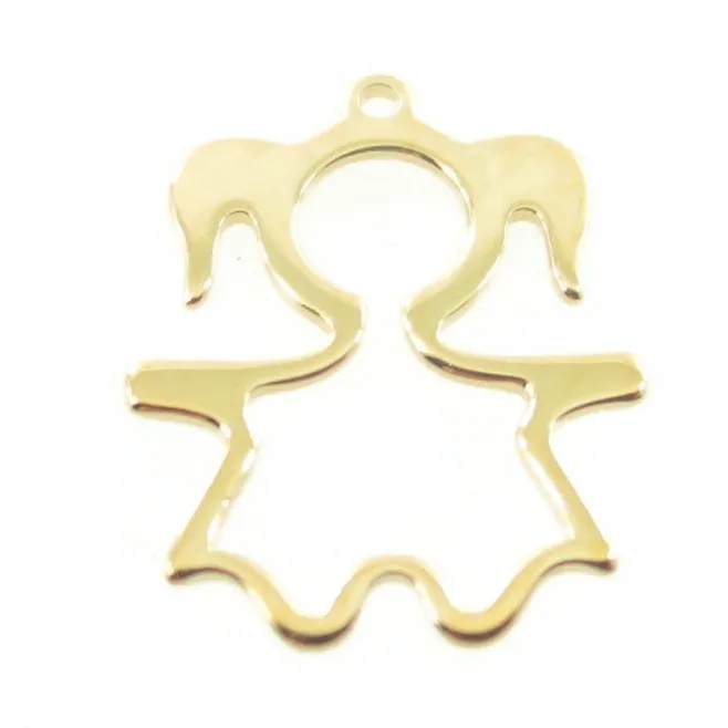 Charms Bimba stilizzato di 15x12 mm in argento 925 placcato oro giallo   - 1 pz.