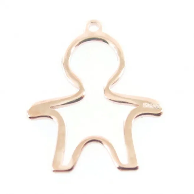 Charms Bimbo stilizzato di 15x12 mm in argento 925 placcato oro rosa   - 1 pz.