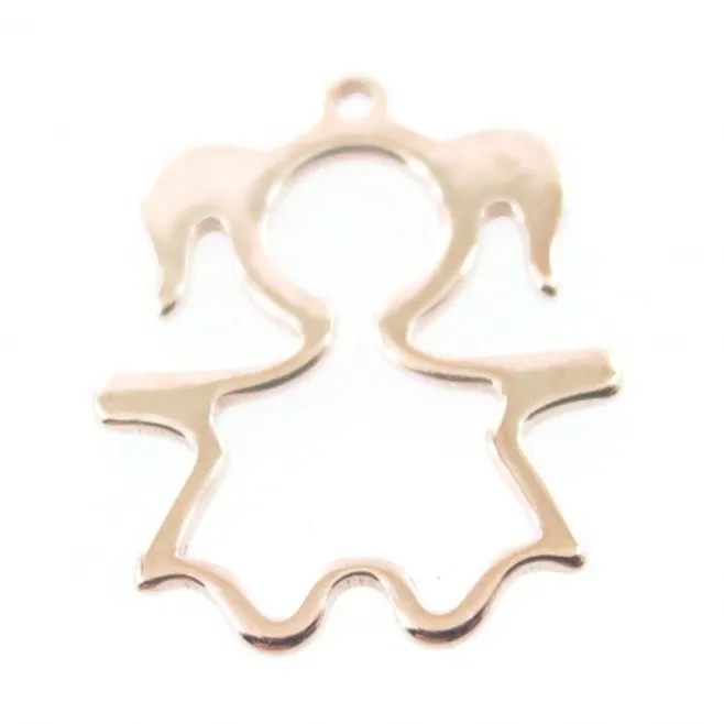 Charms Bimba stilizzato di 15x12 mm in argento 925 placcato oro rosa   - 1 pz.