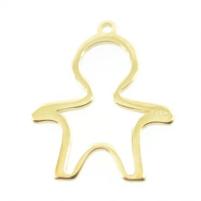 Charms Bimbo stilizzato di 15x12 mm in argento 925 placcato oro giallo   - 1 pz.
