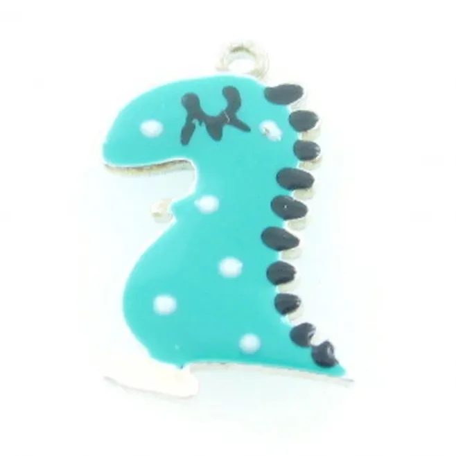 Charms smaltati verde tiffany draghetto  di 12,5x7 mm in argento 925  - 1 pz.