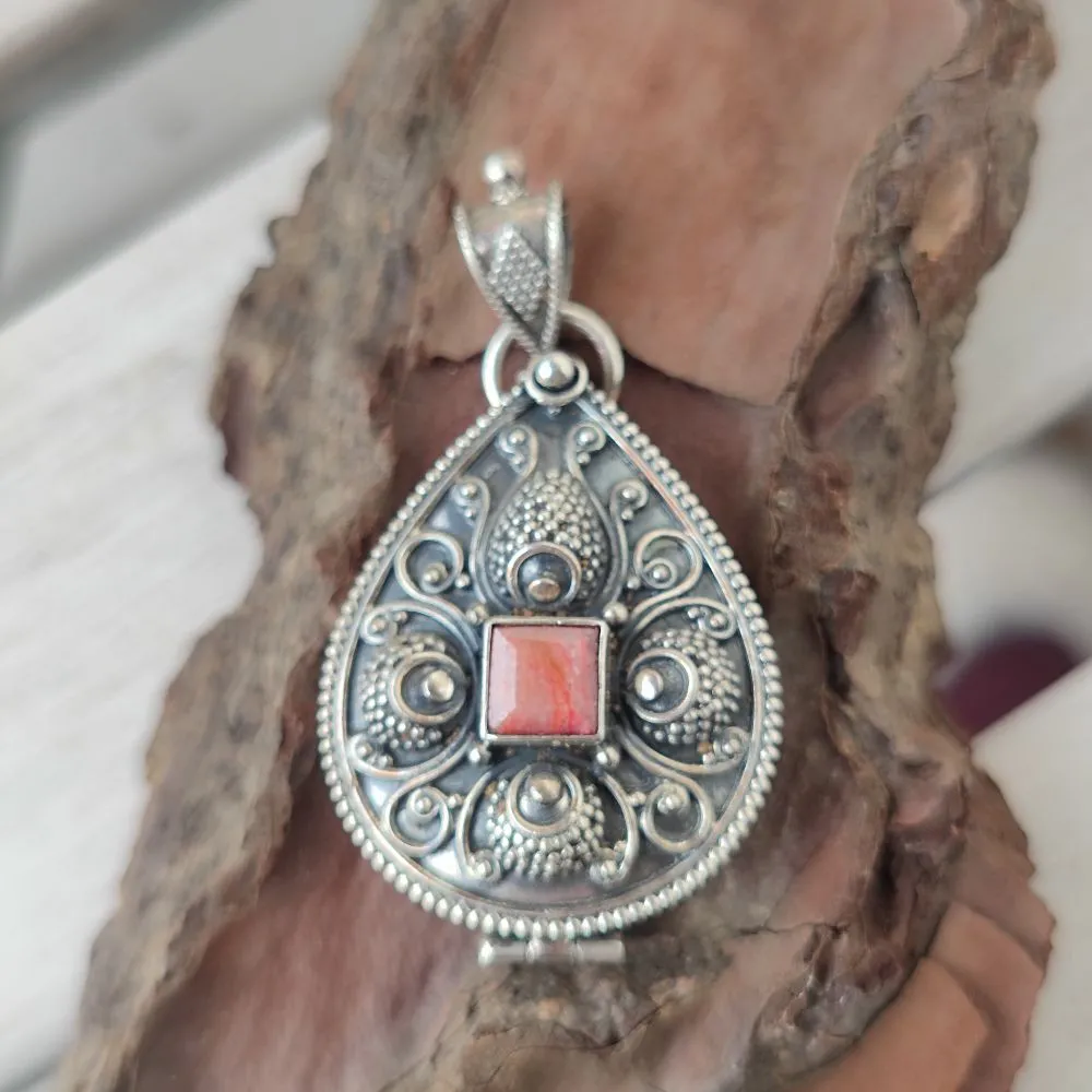 925 Silver Openable Pendant with Stone - BINPUR