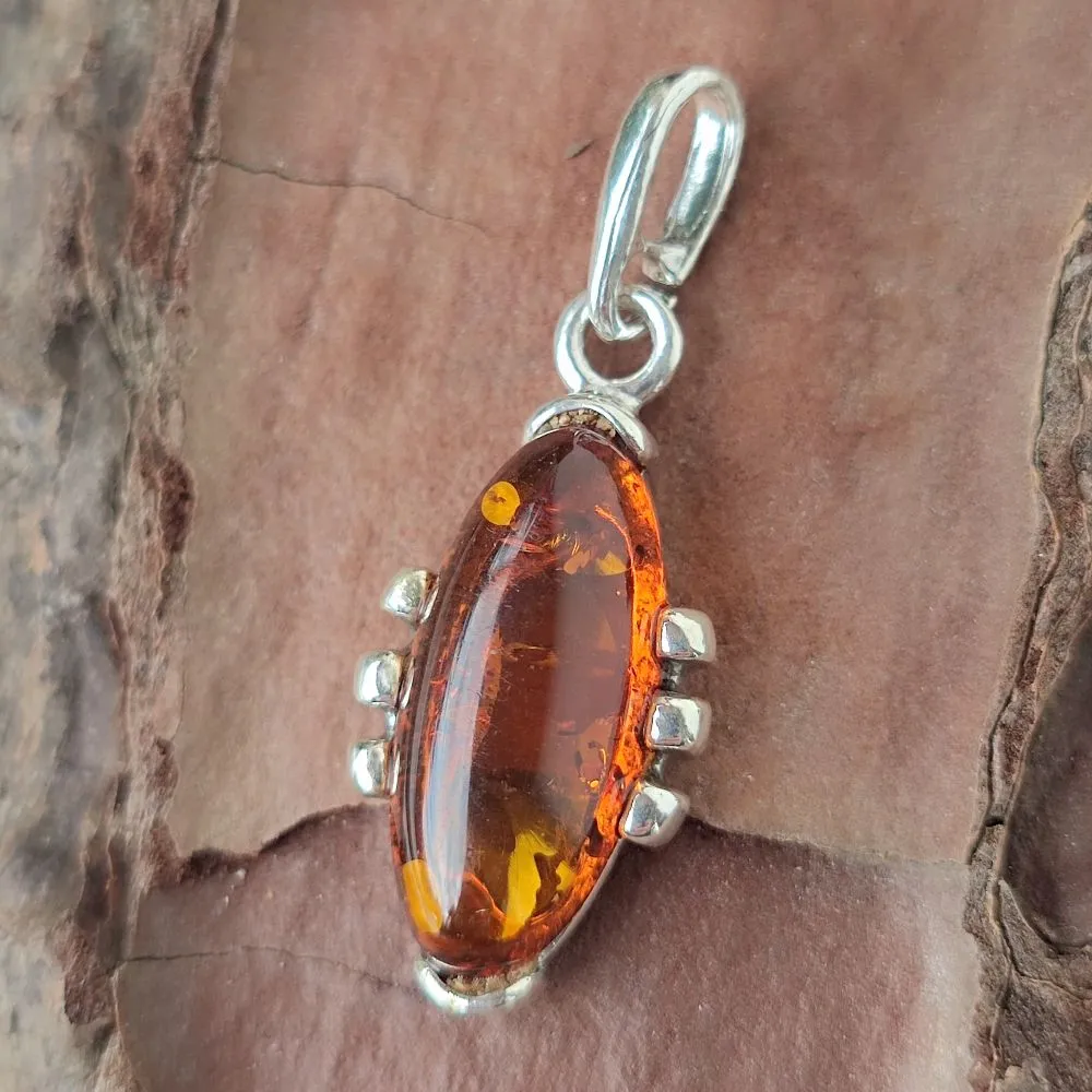 925 Silver Pendant with Amber - SISSY