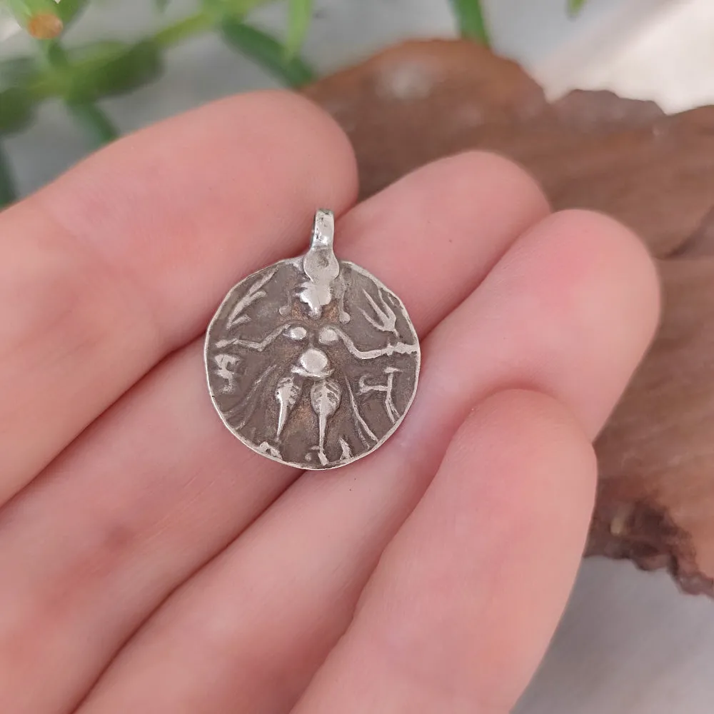 Antique Silver Pendant with Shiva Deity - HIRAWAI