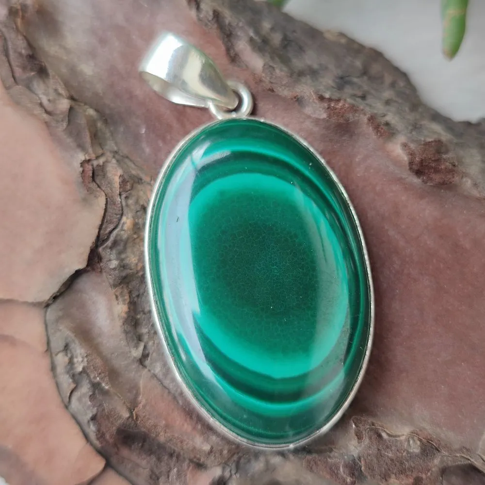 Ethnic pendant in 925 silver with stone - BIRSNA