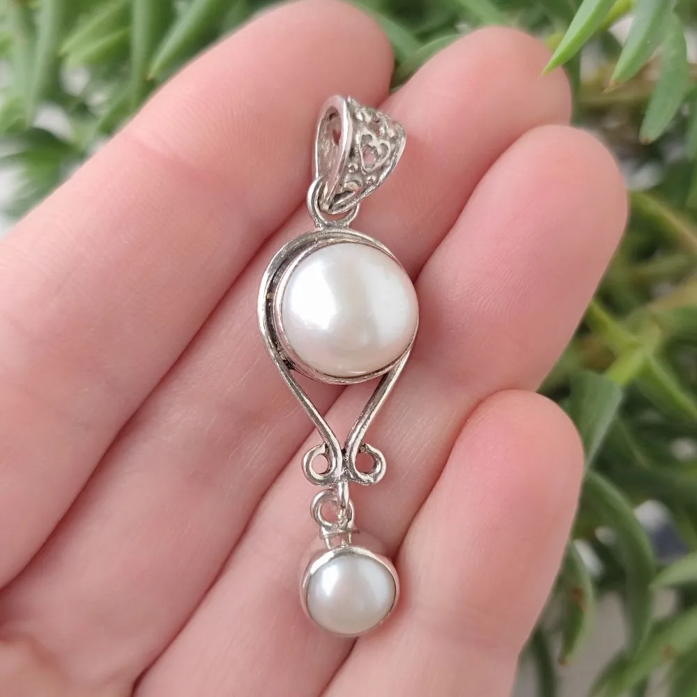 Ethnic pendant in 925 silver with pearl - SERONGA