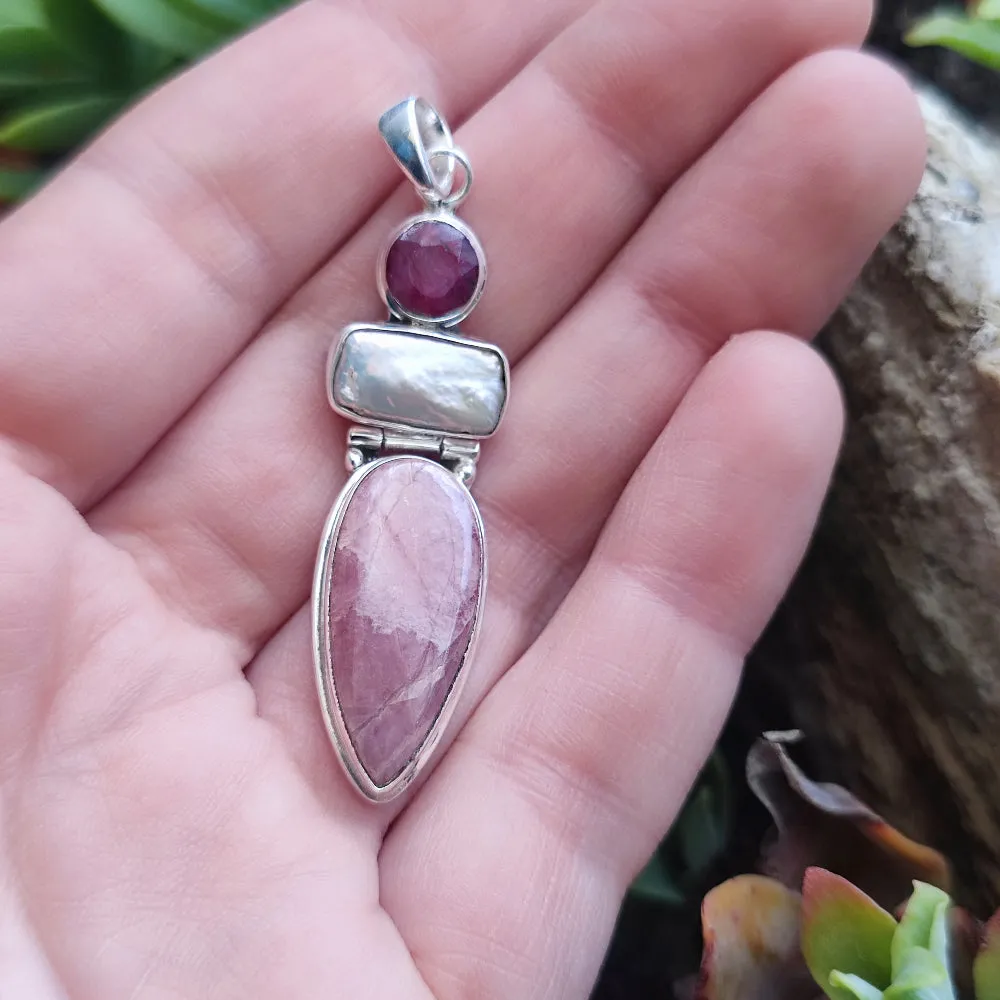 Ethnic Pendant in 925 Silver with Stone - SHIVPURI