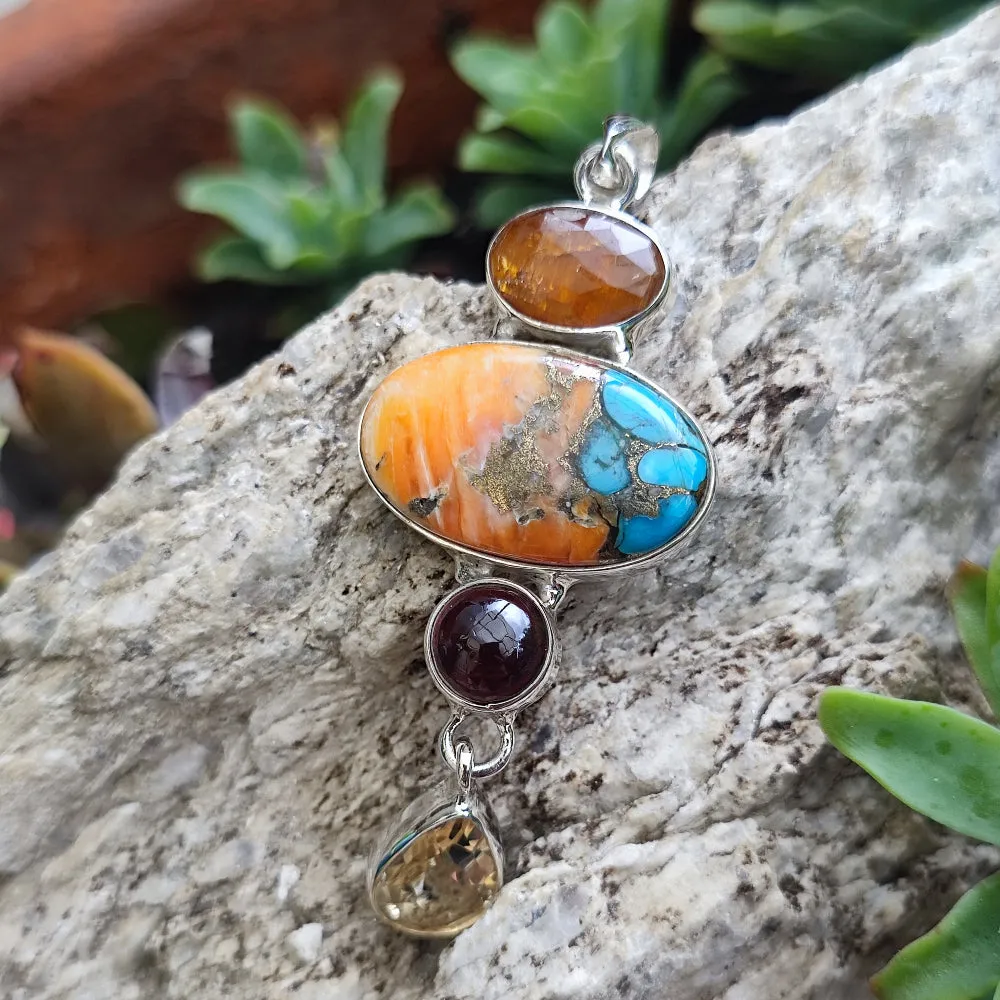 925 Silver Pendant with Stone - HANDIA