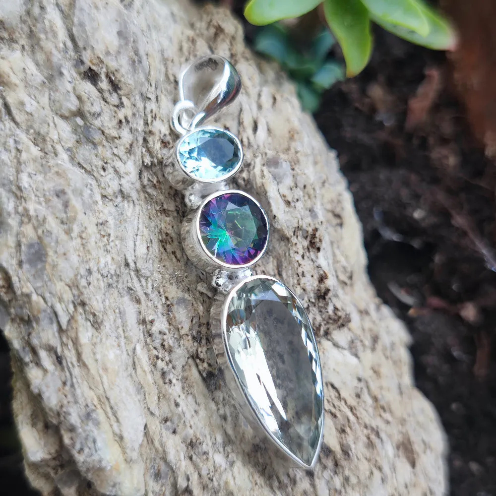 Ethnic pendant in 925 silver with stone - PALSODA