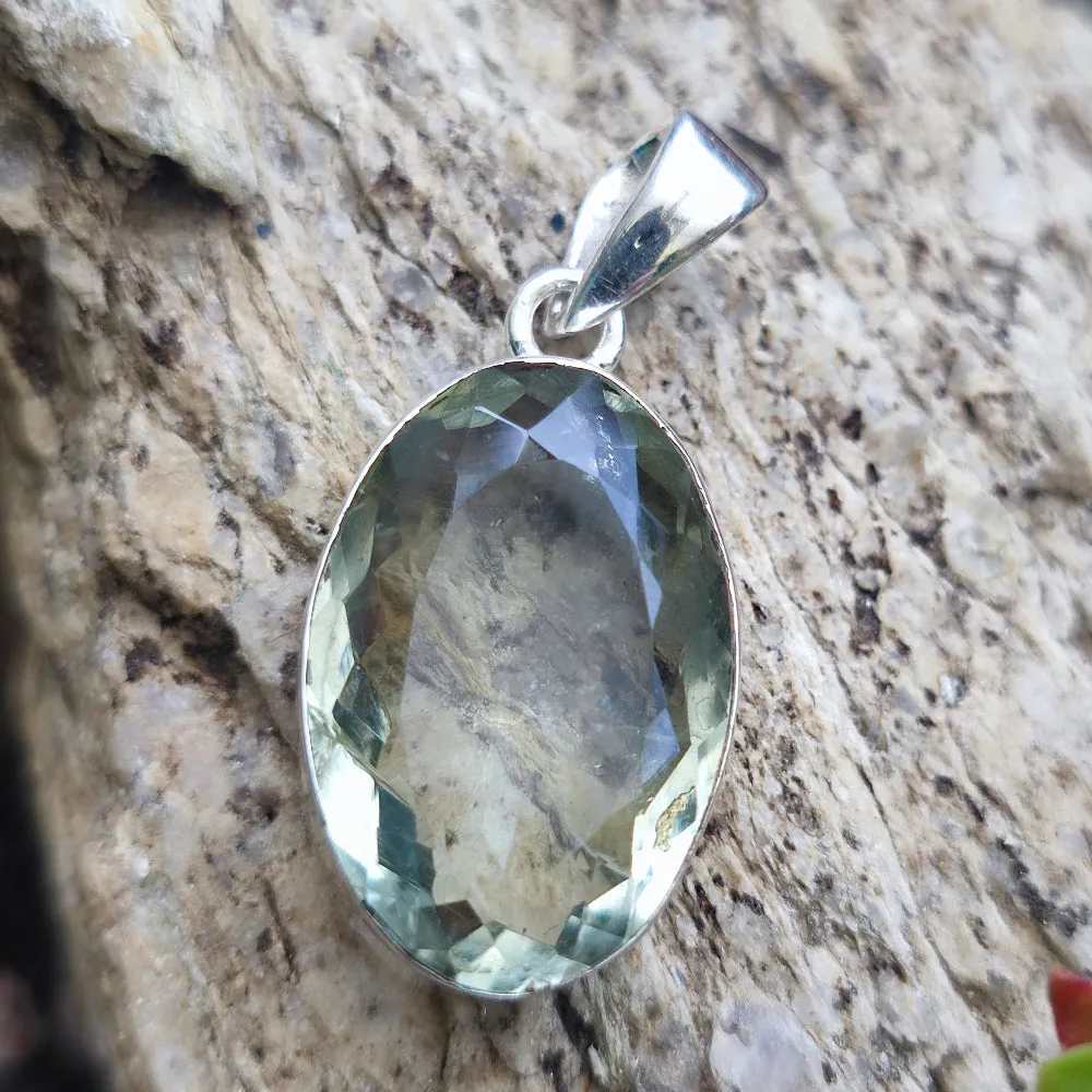 Ethnic pendant in 925 silver with stone - SONKEL