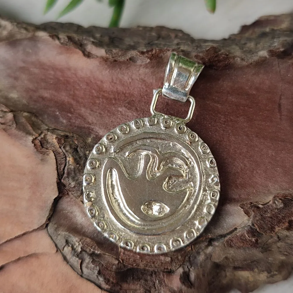 Silver Pendant with Pre-Columbian Symbols - OLMECA