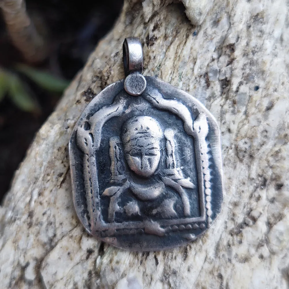 Antique Silver Deity Pendant - AMAGADHUR