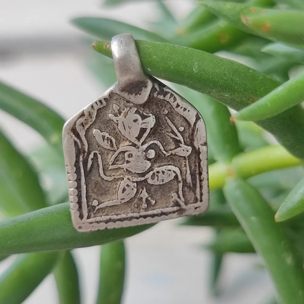 Antique Silver Pendant with Hanuman Deity - NANA