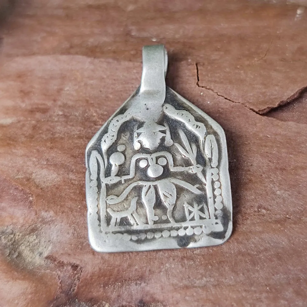 Antique Silver Pendant with Shiva Deity - GANDAJ