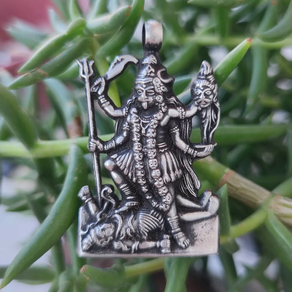 Antique Silver Pendant with Kali Deity - KEDOI