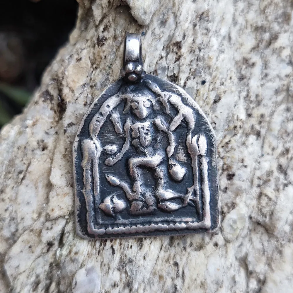 Antique Silver Pendant with Kali Deity - NEKHU