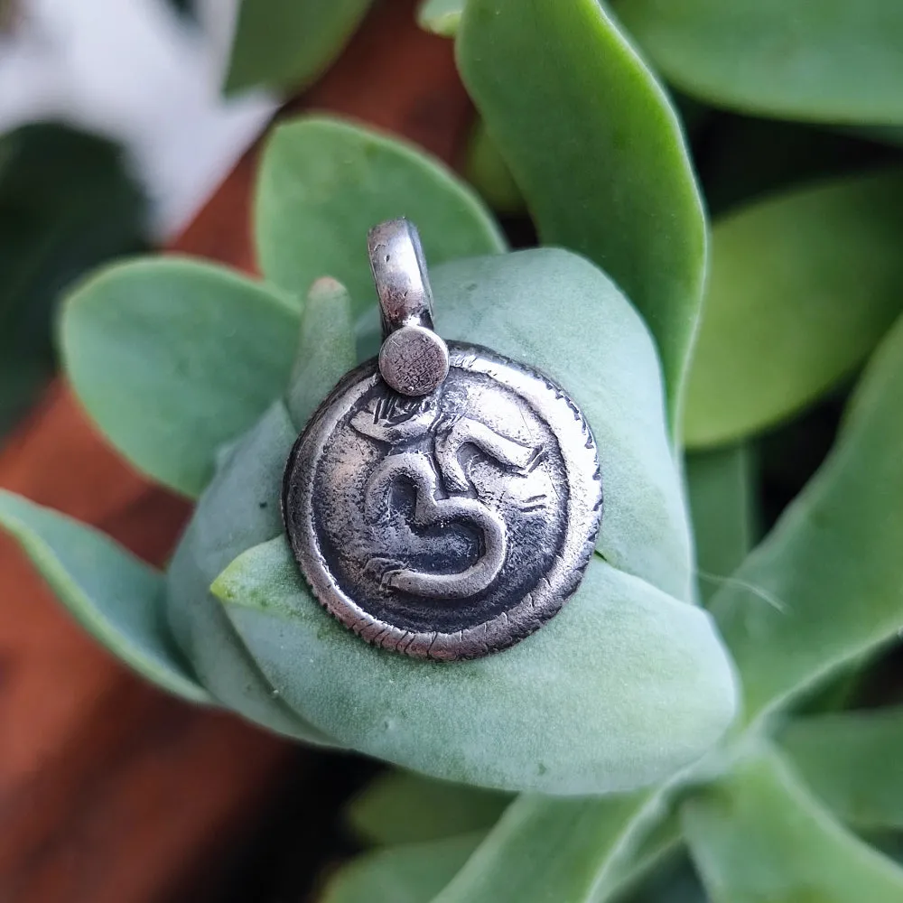 Antique Silver Pendant with Mantra OM - CHINNA