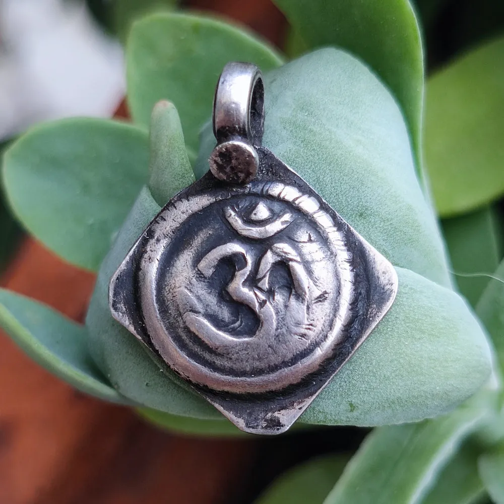 Antique Silver Pendant with OM Mantra - DARSIN