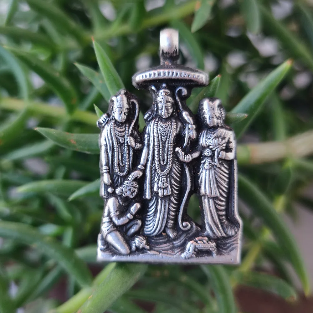 Antique Silver Deity Pendant - SITA RAMA HANUMAN