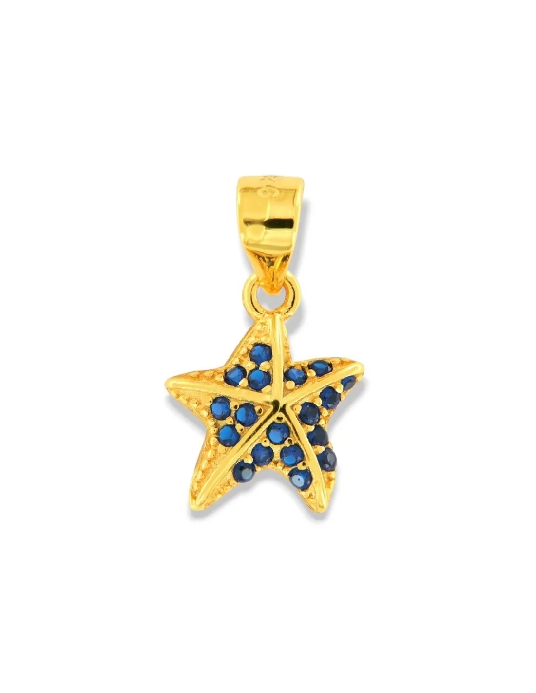 Ciondolo Argento Dorato Stella Zirconi Blu