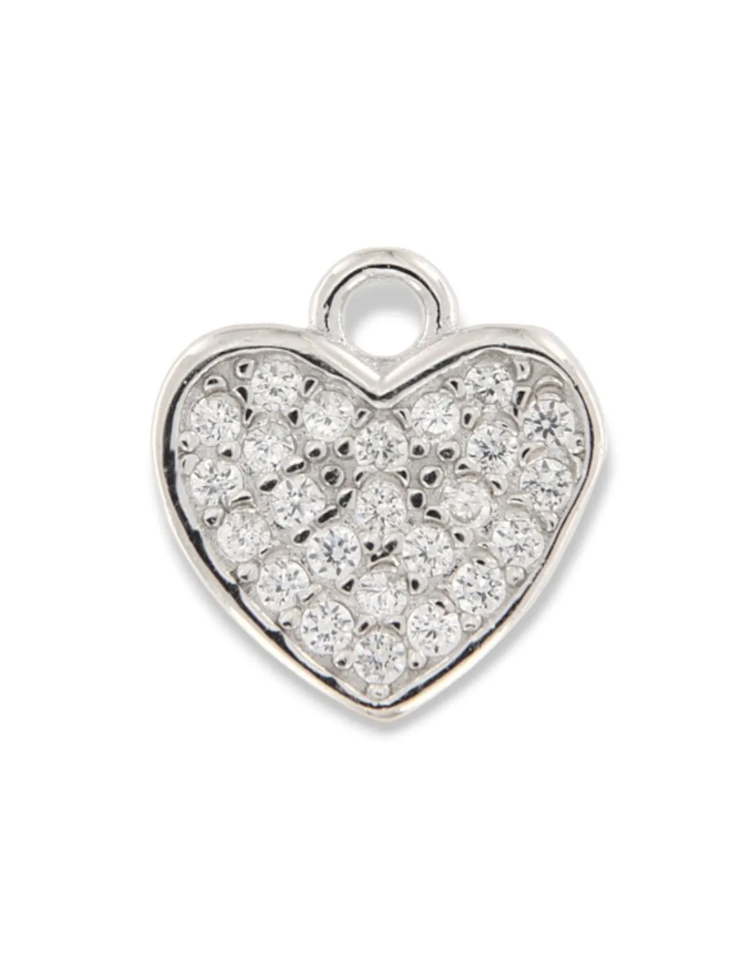Ciondolo Argento Rodiato Cuore Zirconi Bianchi