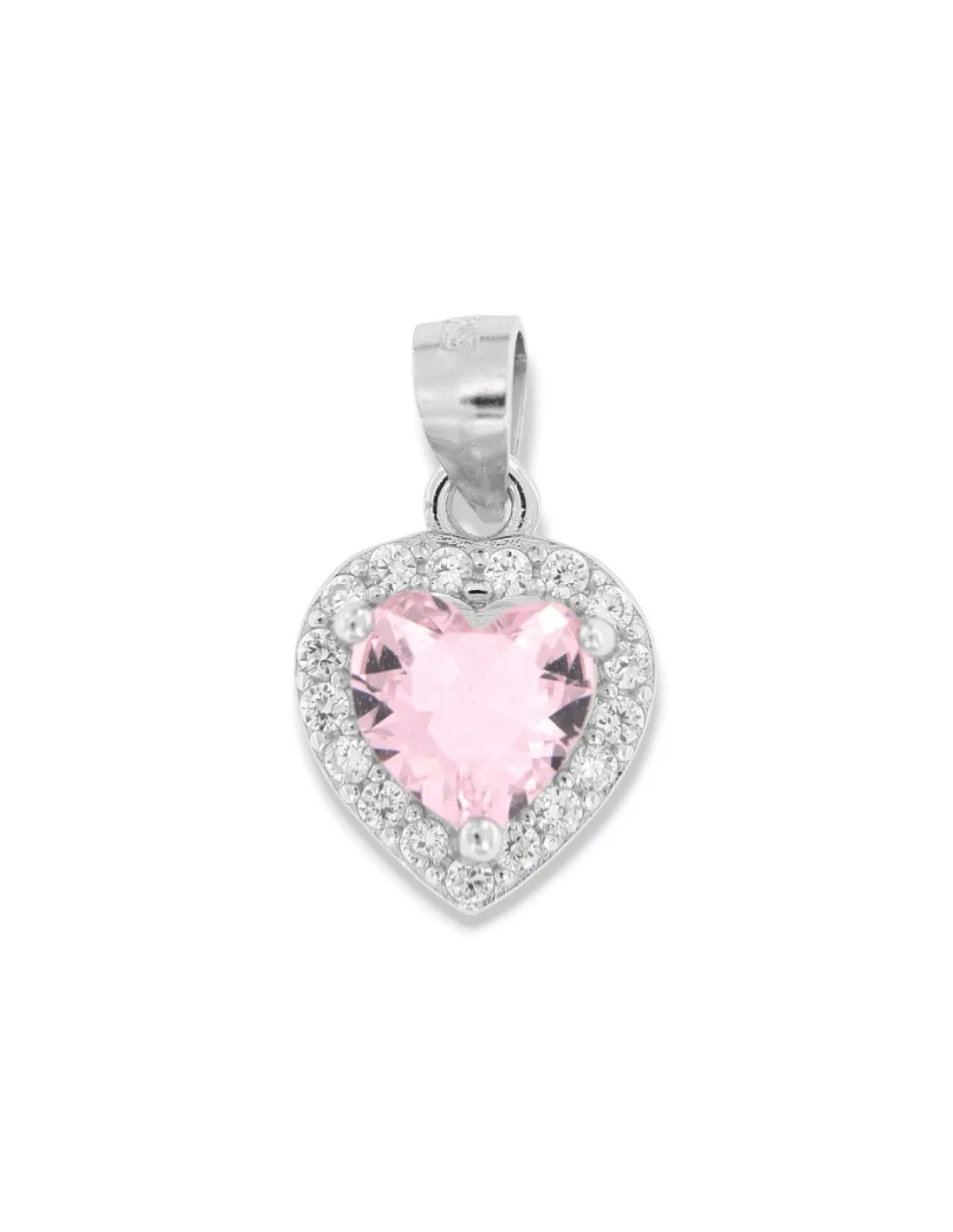 Ciondolo Argento Rodiato Principessa Cuore Rosa