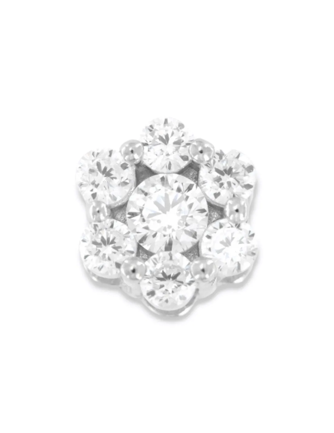 Ciondolo Argento Rodiato Punto Luce Fiore Zirconi Bianchi