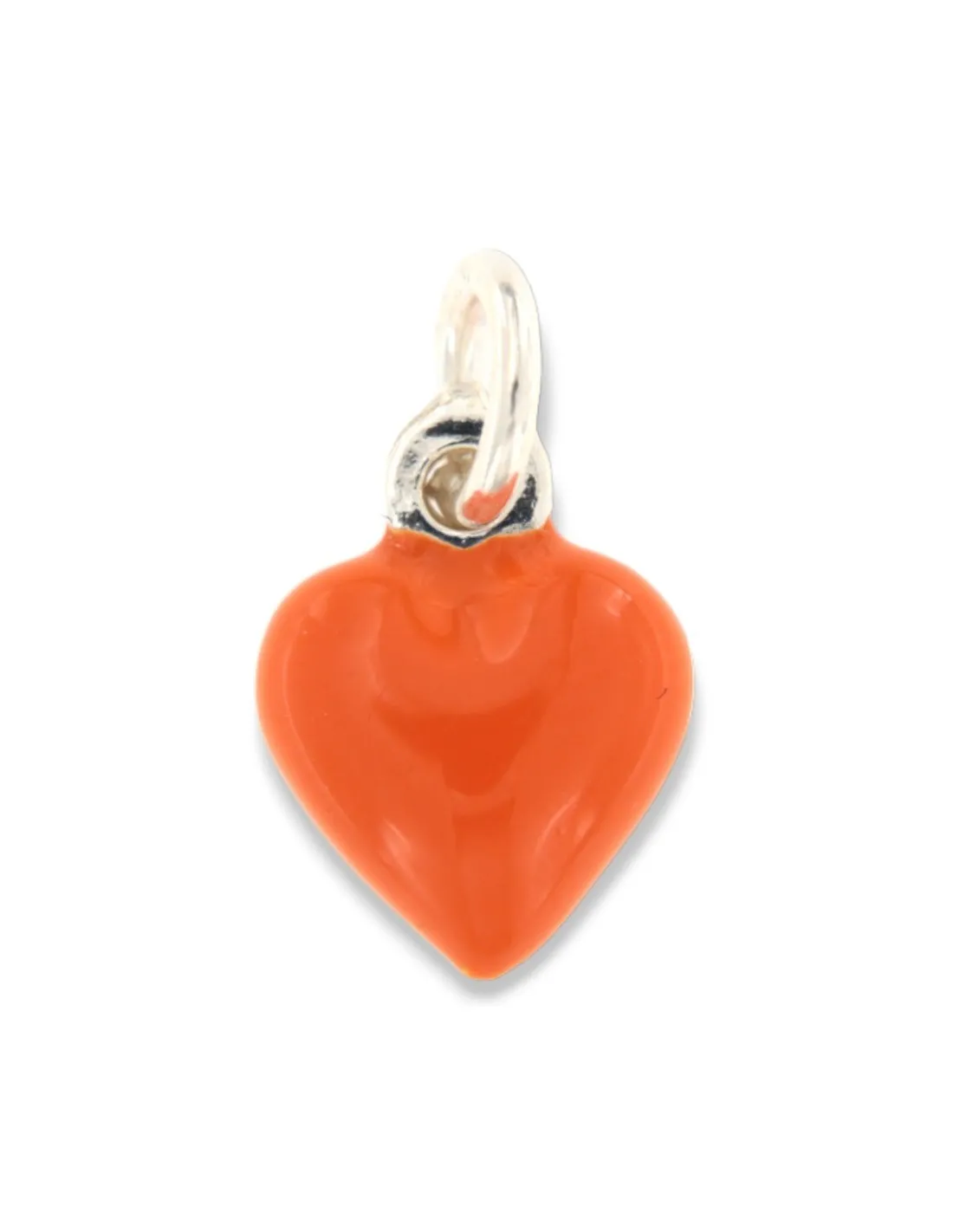 Ciondolo Argento Smaltato Cuore Arancione 10MM