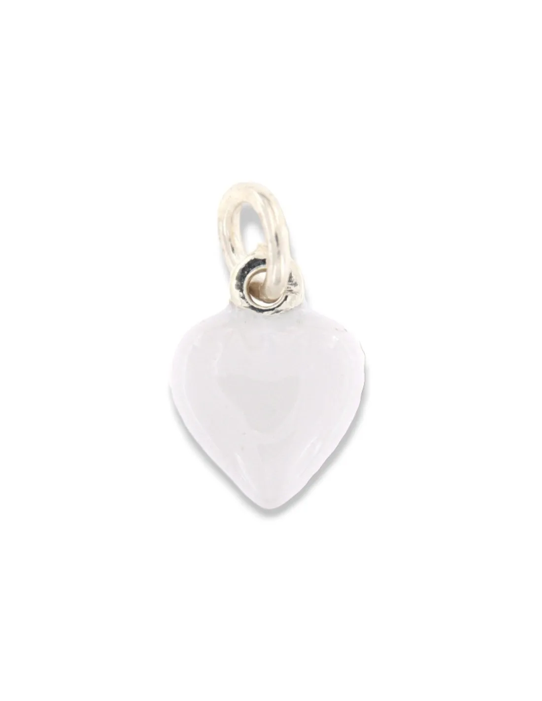 Ciondolo Argento Smaltato Cuore Bianco 10MM