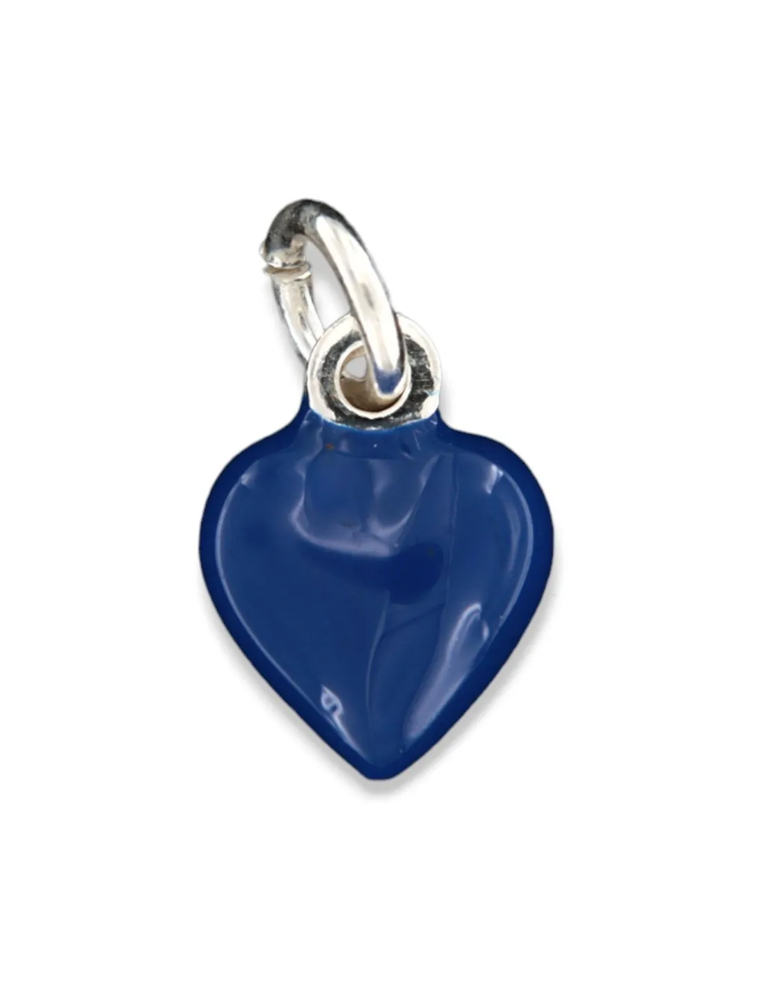 Ciondolo Argento Smaltato Cuore Blu 10MM